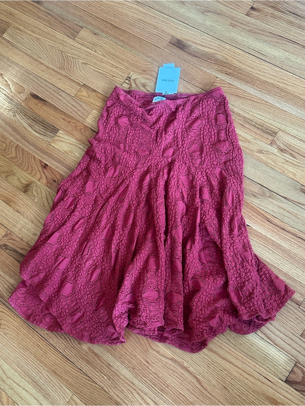 With Jean Women’s Red Crochet A-Line Skirt